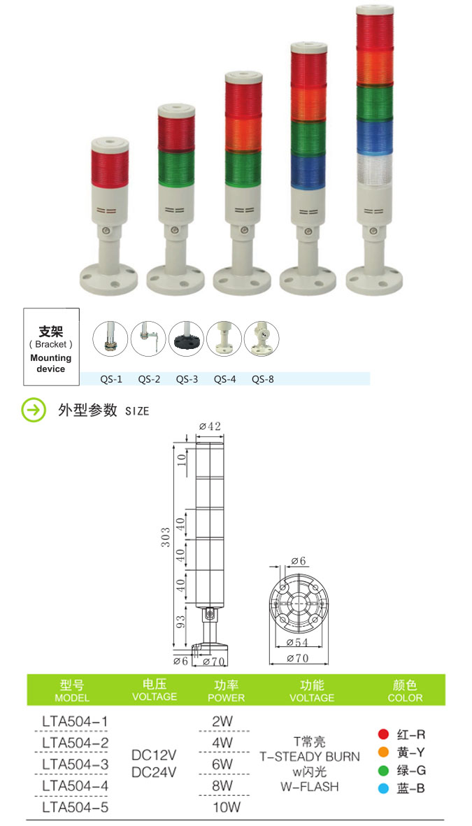 啟晟多層警示燈系列LTA504 組合式聲光報(bào)警器