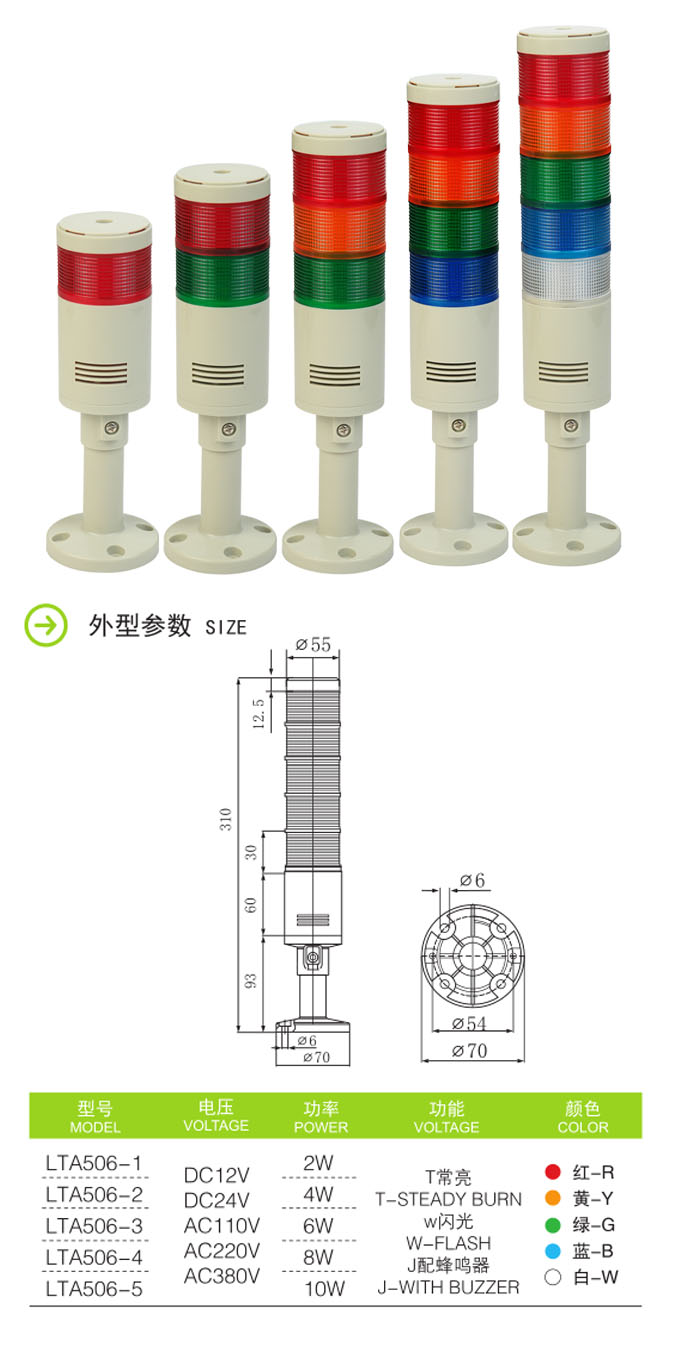 啟晟聲光報警器廠提供LTA506 LED多層警示燈