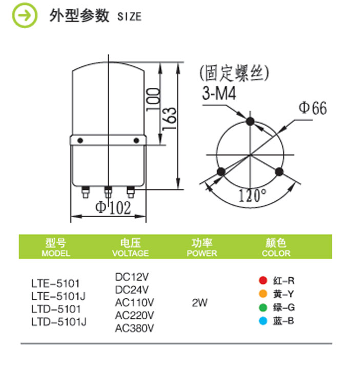 啟晟Φ100mm LTE-5101 LED頻閃警示燈